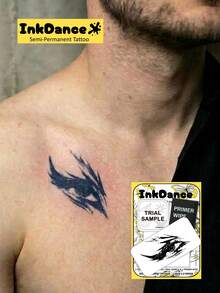 1 Kit "Shadow Gaze" Tatuajes Tecnológicos, Tatuajes Semipermanentes, Tatuajes Temporales, Duraderos, Tatuajes Falsos, Ojo, Resistentes al Agua, Apariencia de Tatuaje Auténtico, a Base de Plantas X210 - Negro - Ver 7