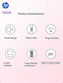 HP 2.4GHz Wireless Gold Mouse With USB Receiver - View 3