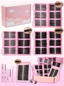 Bộ nối mi D-Curl, C-Curl, Fluffy Curl gồm 2124 sợi, 648 sợi, 612 sợi, 216 sợi, bộ tự làm mi giả, mi giả mềm mại và bồng bềnh, bộ nối mi chùm, bộ mi giả 30D 40D 60D 80D, bao gồm keo dán mi, chất làm kín, dụng cụ uốn mi, nước tẩy trang, thích hợp để tự sử dụng. - Nhiều màu - Xem 13