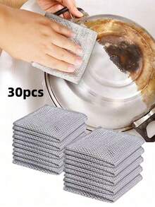 100/50pcs Multipurpose Wire Dishwashing Cloths, Non-Scratch Scrubbing Cleaning Cloths For Kitchen, Pots, Pans, Dishes & Cookware - Multiple Styles - View 13