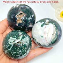 1pc Moss Agate Sphere, Diameter Between 1.96 Inches And 2.36 Inches, Suitable For Home Or Desktop Decor, Great As Christmas Or Mother's Day Gift, Also An Excellent Collectible - Green - View 10