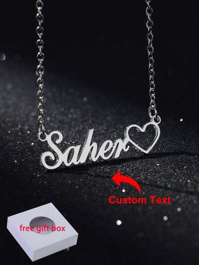 1pc Customized Hollow Name Necklace, Personalized Stainless Steel Gold Hollow Name Necklace, Wedding Jewelry Gift, Valentine's Day Mother's Day Gift Multi-Functional, Ornamental, Engraved Exquisite, Stylish, Baby Fashion, Tidy, Colorful, Modern, Cute Kawaii Adorable Custom, Unique Treasurefinds, Baby Gifts, Cute Baby, Toddler Fashion Ideal Gifts For Him Family, Friends, Daughter, Son, Her For Children's Day