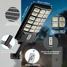 Foco de Proyección Solar Exterior Pared Radar Sensor 360 LED 5730 8Ah Batería 6V 12W IP65 Impermeable Control Remoto 2 Días Reserva Sin Cableado para Patio Jardín Garaje - Negro - Ver 6