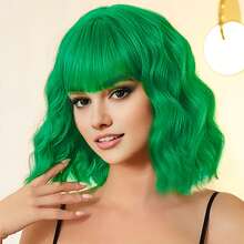FULCRUM Parrucca corta a caschetto con onde e frangia per donne e ragazze, parrucca colorata per feste, cosplay e Ognissanti - Multicolore - Visualizzare 13