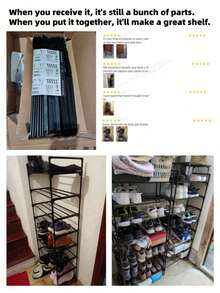 1pc Mini Shoe Rack, Space-Saving, Simple And Dustproof, Sturdy And Stylish, Easy To Assemble And Disassemble, Portable, Suitable For Living Room, Bedroom, Home, Office, Multi-Layer Storage, Suitable As A Holiday Gift, Christmas Gift, Gift, Mother's Day Gift. - Black - View 10