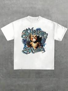 Plus Size Angel Wings Pleasure Reality 100% Cotton T Shirt 1pcs Vintage Airbrush Graphic Print T Shirt Streetwear Short Sleeve Summer Tee For Men Women - White - View 8