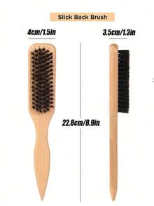 1pc Unisex Boar Bristle Smooth Comb, Tames Frizzy Hair, Edge Control Comb, Fluffy Wooden Handle Comb, Detangling Comb, Controls Hairline, Sleek Ponytail Comb - Includes Wide-Tooth Detangling Comb And Smoothing Comb - Multicolor - View 6