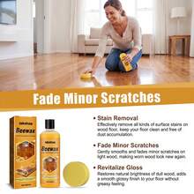 Wood Floor Cleaner & Polish, Stain Removal Dust-Proof Floor Care Wax, Home Wooden Floor Brightening & Shining Cleaner, Daily Floor Maintenance Cleaning Solution, Non-Residue Protective Long-Lasting Floor Polish - 彩色 - 查看 5