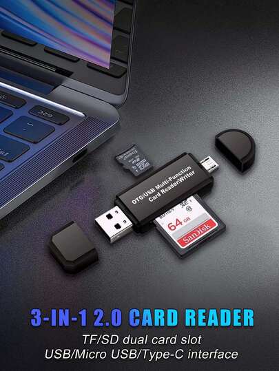 2-in-1 다기능 카드 리더기 (휴대폰 및 컴퓨터용), OTG 마이크로 SD/SD/USB TF 고속 2.0 스마트폰 메모리 확장