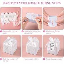 银色、金色搭配粉色，120 件/套洗礼礼品包装，包括 30 个迷你玫瑰洗礼礼品包装、30 个束口硬纱布袋、30 张牛皮纸感谢标签和 30 份适用于洗礼派对、生日和婚礼的礼品。 - 查看 5