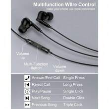 适用于三星 Galaxy S26、S25 Ultra、S24、A17、A16、A36、A6 和苹果 17、17Pro、16e、16、Pro Max、15、Plus 的 USB-C 有线耳机，入耳式有线 Type-C 耳机 - 黑色 - 查看 7