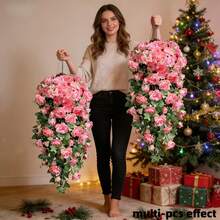 2件粉色玫瑰藤蔓装饰，适合家居装饰、节日以及全年表达爱意 - 粉色 - 查看 1