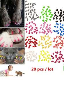 20 Sets Of Pet Nail Covers, Anti Scratch Claw Covers, Suitable For Cats And Dogs, Soft, Comfortable, Breathable, One Size Fits All, Multiple Colors To Choose From, Easy To Wear, Pet Supplies - Multicolor - View 2