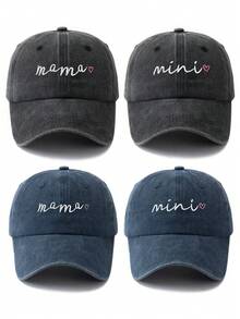 MAKEFGE 3pcs Women's Embroidered Fashion MAMA, MINI, DAD Adjustable Size Sun Protection Outdoor Casual Baseball Cap, Suitable For Daily Wear,Summer,Beach,Hat - 3pcs - View 11