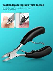 7pcs Professional Thick Nail Embedded Nail Treatment Set, Stainless Steel Material, Includes Large Nail Clipper, Nipper, Foot File, Cuticle Pusher, Nail Brush And Other Tools, Suitable For Thick, Hard Nails, Ingrown Nails And Daily Foot Care, Sharp And Durable, Easy To Clean, Meeting Family And Personal Manicure And Pedicure Needs - Multicolor - View 3