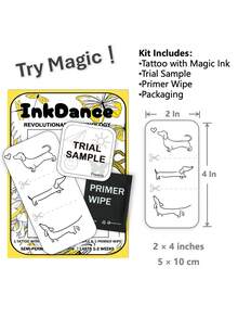 1 Kit "Simple Doxie Love" Technology Tattoos, Semi-Permanent Tattoos, Temporary Tattoos, Long Lasting, Fake Tattoos, Water-Resistant, Authentic Tattoo Look, Plant-Based X260 - Black - View 3