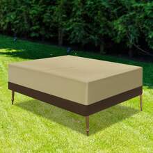Rectangular Outdoor Furniture Set Cover Waterproof 190T Silver Coated Patio Sofa Table Chair Protector With Parasol Hole Drawstring Storage Bag For Garden Balcony - Beige+Coffee Color - View 5