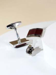 1 Pair Geometric Copper Burgundy Square Cufflinks For Men - Multicolor - View 3