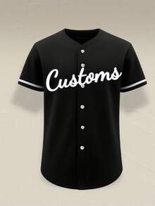 Customizable Men's Black Baseball Jerseys Plus Size, Personalized Name Number, Personalized Team Name, Free Design, Quick Delivery, Suitable For Outdoor Sports, Casual Wear, Parties - Black - View 2