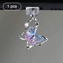 Accesorio de teléfono con colgante de lazo de mariposa, decorado con diamantes y perlas, regalo de primavera - Multicolor - Ver 17