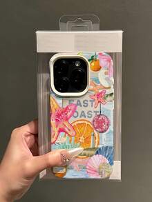 1 chiếc ốp lưng điện thoại màu trắng mờ, họa tiết tối giản hình vỏ sò, sao biển và chữ màu cam, bảo vệ ống kính, tương thích với iPhone 16 Pro Max, 17/16/15/14 Plus/13/12/11, Air, Series, phiên bản quốc tế, không phải phiên bản nội địa. - Nhiều màu - Xem 4
