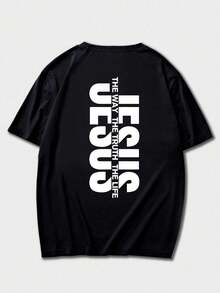 Zrgoth Men's Casual Versatile Minimalist American Style English Slogan Element Short Sleeve T-Shirt - Black - View 4