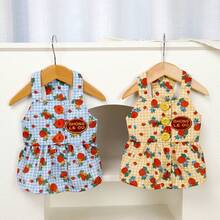 宠物服装、狗狗服装、猫咪连衣裙、宠物背带、动物服装、水果印花连衣裙、春夏新品系列 - 黃色 - 查看 4