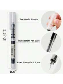 1/3/10pcs Liquid Ink Pens, Quick-Drying Signature Pens, 0.5mm Black/Blue/Red Ink, Essential For School/Office, Back To School Stationery - Black - View 2