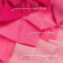 3 Rolls, 3 Colors, High-Quality Handmade Chiffon Edged Ribbons, Suitable For Wedding Invitations, Mother's Day, Bridal Bouquets, Gift Wrapping, DIY Crafts - Hot Pink - View 4