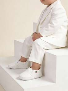 Newborn Soft Bottom Rocking Shoes, Non-Slip Lightweight Unisex Infant Simple Loafers, Soft Bottom Anti-Slip Prewalker Shoes - White - View 7