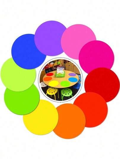 16pcs Reusable Round Dot Stickers, Erasable Circular Stickers, Removable With Chalkboard Marker, Whiteboard Stickers For Desk, Wall, Classroom, Teacher's Desk, Student Desk, Back To School, Random Colors (Approximately The Size Of An Adult Palm. Please Do Not Purchase If You Mind.)