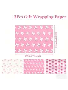 3pcs Foil Bowknot Gift Wrapping Bags - Pink & Gold Glitter Bow And Plaid Design With Heart Cutout | Elegant Girly Gift Packaging For Birthday, Baby Shower, Wedding, Valentine's Day | 19.69 X 27.56 Inches - Multicolor - View 8