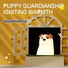 Puppy Guardianship Night Light, Cute Dog Silicone Touch Lamp, Dimmable USB For Baby Room Nursery Gift - Seven Colors - View 2
