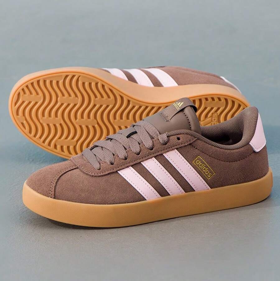 Adidas 女鞋新款復古板鞋低筒休閒鞋輕便運動鞋 - 咖啡棕色/粉紅色 - 查看 1