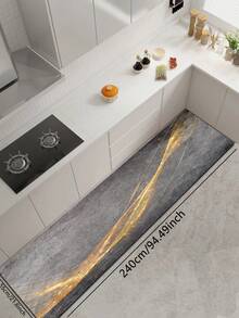 1pc Silica Gel Kitchen Mat, Luxury Gold Veined Pattern With Distressed Gray Base, Flowing Gold Lines And Scattered Sparkles Presenting A Dynamic Modern Art Aesthetic, Surface Fabric Material, Middle Sponge Absorbent Material, Bottom Rubber Material Anti-Dirty Waterproof Kitchen Rug And Carpet - Multicolor - View 11