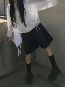 复古日系宽松波点休闲百搭连帽拉链外套 白色 - 白色 - 查看 4