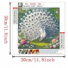 1幅DIY钻石画 - 动物主题，孔雀羽毛图案，全圆形亚克力钻石，马赛克工艺，适用于客厅、卧室、办公室 - 独特创意礼物 - 查看 9