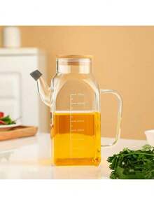 1个硼硅酸盐玻璃油瓶，密封储物容器，适用于厨房和餐厅收纳——理想的食品容器和调味料分配器，可用作礼品或派对赠品（适用于油/酱油、醋、香料），设计简约，仅限手洗，适合家庭厨师使用。 - 查看 10