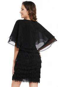 Women's Sheer  Shawls And Wraps For Evening Dresses Soft Wedding Cape Lightweight Bridesmaid Scarves Cover Up - màu đen - Xem 6