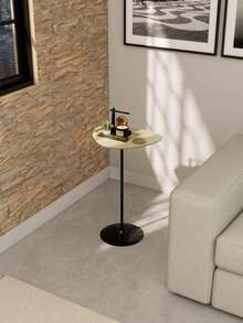 Inaugurates Furniture Organic Side Table 60cm Support For Living Room Corner Sofa High Industrial Steel Base - Beige - View 3