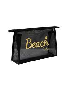 Large Capacity Mesh Shoulder Bag And Convenient Makeup Bag With "Milan" Print, Portable Beach Vacation Tote Bag, Mesh Beach Bag - Multicolor - View 12