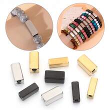 2个/包 不锈钢矩形管状隔珠，用于手工珠宝DIY的矩形隔珠，手链隔珠 - 長方管珠 - 查看 5