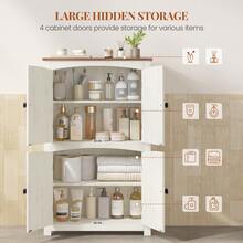 HaluPeit Storage Cabinet, Bathroom Cabinet In Country Style, With 4 Doors, Adjustable Shelves, Freestanding Cabinet, Vintage Brown-White, 30 X 60 X 110 Cm - 雲溪白色 - 查看 5