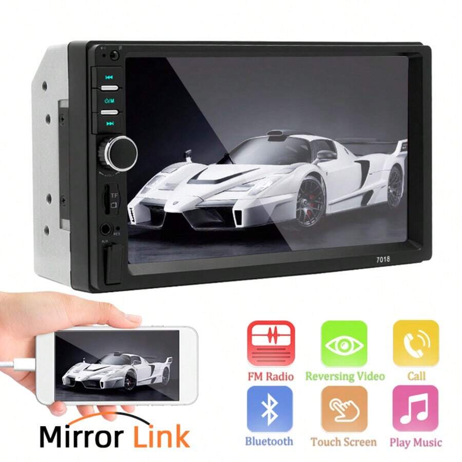7 Inch 1 Din Car MP5 Player Touch Screen Radio, FM USB AUX Mirroring Link Universal Car Audio