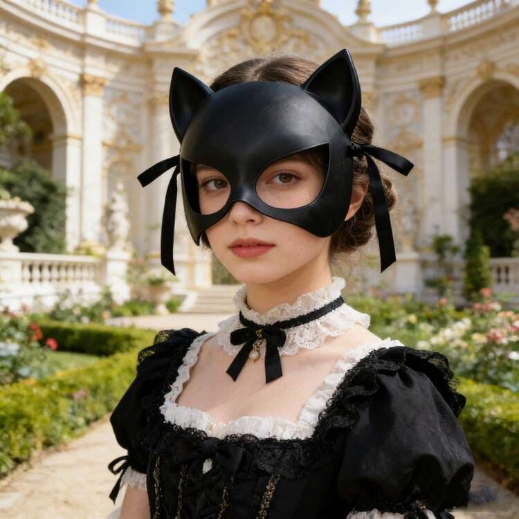 1pc Cute Rabbit & Fox Demon Mask, Stage Makeup Party Performance Half Face Mask - View 3