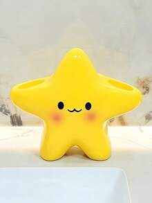 1 buah Tempat Sikat Gigi Berbentuk Bintang yang Lucu, Rak Penyimpanan Kamar Mandi, Tahan Air, Tahan Noda dan Mudah Dibersihkan, Organizer Kamar Mandi Berdiri Bebas yang Kokoh, Desain Hemat Ruang, Sempurna untuk Menyimpan Sikat Gigi dan Pasta Gigi, serta Mengatur Kosmetik, Desain Wajah yang Lucu - Tempat sikat gigi berbentuk bintang - View 5