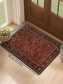1pc Vintage Distressed Persian Style Rug, Red Bohemian Moroccan Polyester Fiber Comfortable Area Rug, Rectangular Easy Care Machine Washable Carpet For Living Room, Hallway, Bedside, Home Decor - Multicolor - View 29