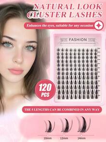 120pcs Cartoon Cluster Eyelashes Set, Spiky Cluster Eyelash Extension Set, Anime Style Eyelash Extension Kit, Suitable For DIY At Home, 10-14mm Cluster Eyelash Set Includes Adhesive, Sealant, Waterproof Agent And Tweezers - Multicolor - View 3