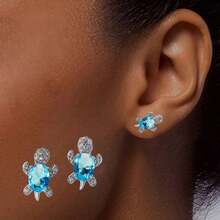 Hypoallergenic Sea Turtle Earrings - Cute Turtle Earrings, Ideal Gift For Animal Lovers - Navy Blue - View 11