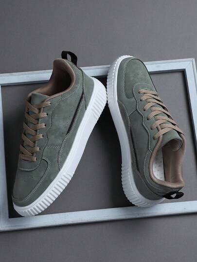 时尚休闲男士平底厚底鞋，经典时尚男士运动滑板鞋系带跑步鞋，个性化男士运动鞋街头休闲鞋